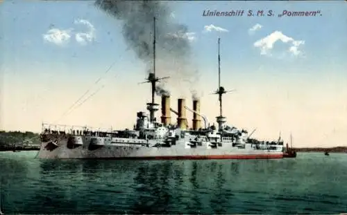 Ak Deutsches Kriegsschiff, Linienschiff SMS Pommern, Kaiserliche Marine