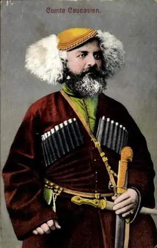 Ak Caucasus, Mann in Volkstracht, Porträt