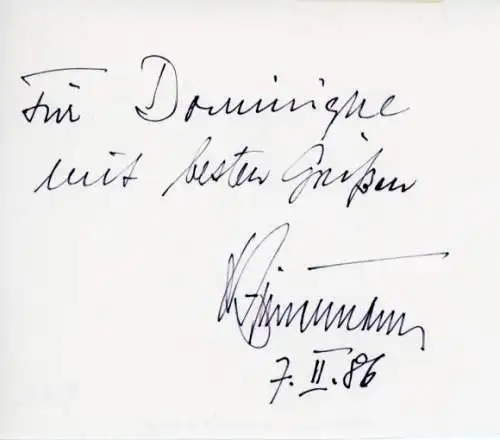 Autogramm Friedrich Zimmermann, Bundesinnenminister, 1986