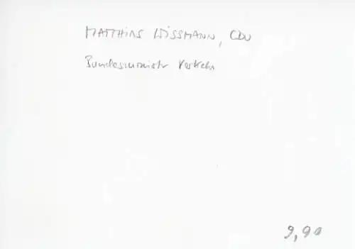 Autogramm Matthias Wissmann, CDU, Bundesminister für Verkehr