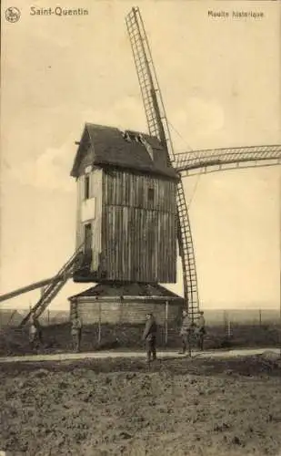 Ak Saint Quentin Aisne, Historische Windmühle