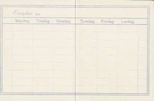 Stundenplan Timeplan for ..., Ejnar Neergaard Bog- & Papirhandel, Nykøbing