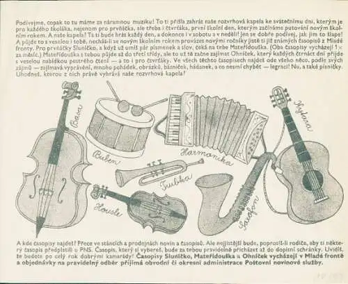 Stundenplan Slnuicko, Materidouska, Ohnicek, Musikinstrumente