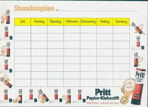 Stundenplan, Reklame Pritt Papier-Klebestift