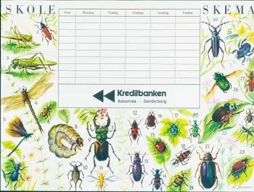 Stundenplan Reklame, Kreditbanken, Insekten, Bücher