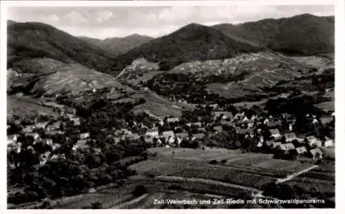 Ak Zell Weierbach Offenburg am Schwarzwald, Zell Riedle, Gasthof zum Riedle, Fliegeraufnahme