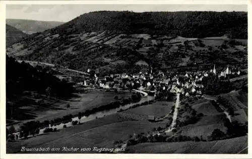 Ak Braunsbach in der Region Hohenlohe, Fliegeraufnahme