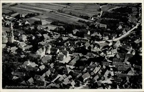 Ak Rheinbischofsheim Rheinau in Baden, Fliegeraufnahme