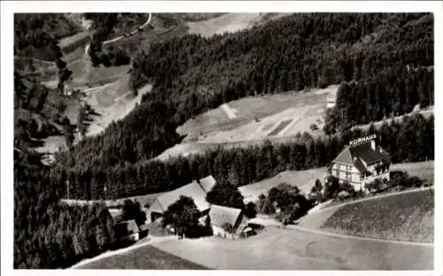 Ak Triberg im Schwarzwald, Höhenhotel Geutsche, Fliegeraufnahme