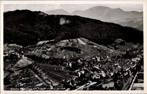 Ak Staufen im Breisgau, Schlossberg, Belchen, Fliegeraufnahme