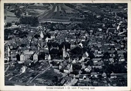 Ak Groß Umstadt in Hessen, Fliegeraufnahme