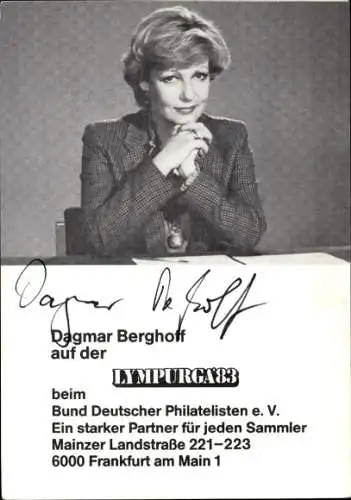 Ak Fernsehansagerin Dagmar Berghoff, Portrait,  Autogramm