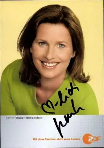 Ak Moderatorin Katrin Müller-Hohenstein, Portrait, Autogramm