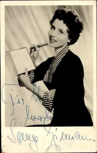 Ak Schauspielerin Sonja Ziemann, Portrait, Montblanc Füller, Autogramm