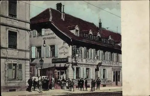 Ak Mulhouse Mülhausen Elsass Haut Rhin, Hotel Restaurant Stadt Strassburg, Colmarer Straße 17