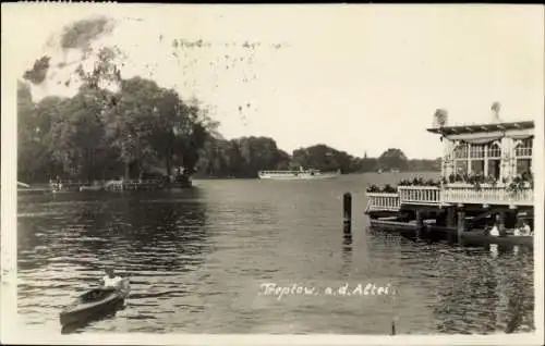 Foto Ak Berlin Treptow, an der Abtei, Dampfer, Restaurant