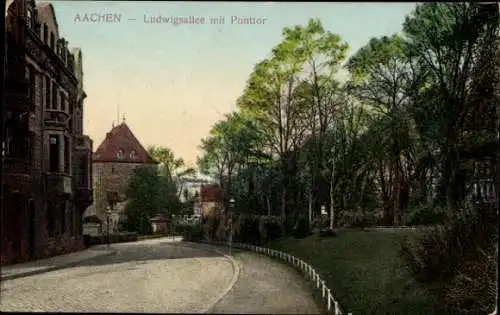 Ak Aachen in Nordrhein Westfalen, Ludwigsallee mit Ponttor