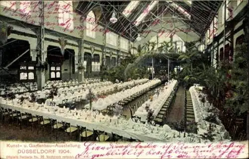 Ak Düsseldorf am Rhein, Kunst- und Gartenbauausstellung 1904, Festhalle, Innenansicht