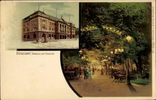 Litho Düsseldorf am Rhein, Tonhalle, Garten