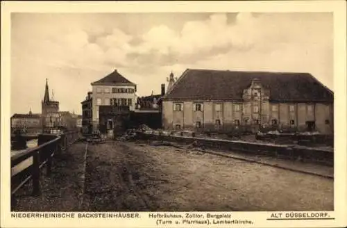 Ak Düsseldorf am Rhein, Hofbräuhaus, Zolltor, Burgplatz, Lambertikirche