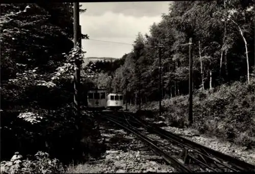 Ak Augustusburg im Erzgebirge, Bergbahn in  im Hintergrund ein Wald