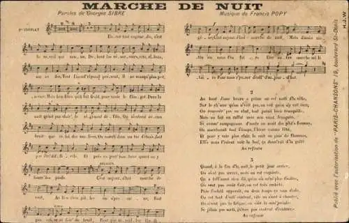 Lied CPA Marche de Nuit, Paroles de Georges Sibre