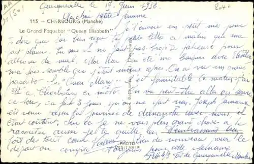 Ak Dampfer Queen Elisabeth, Cunard Line