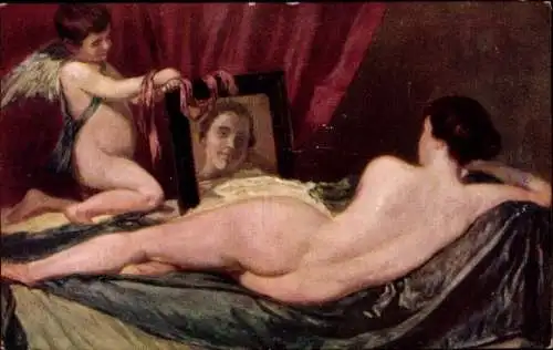 Künstler Ak Velázquez, Venus, Nackte Frau, Engel