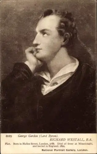 Künstler Ak Richard Westall, R.A., George Gordon, Lord Byron, National Portrait Gallery London