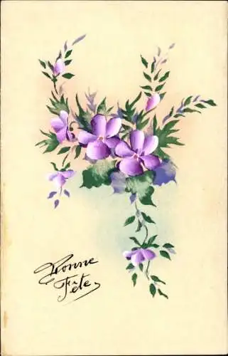 Litho Schönen Feiertag, Blumen, Veilchen