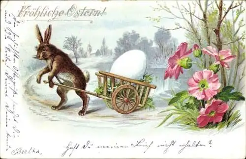 Litho Fröhliche Ostern, Osterhase, Osterei