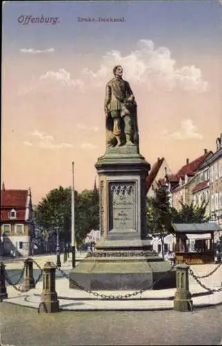 Ak Offenburg in Baden Schwarzwald, Drake-Denkmal