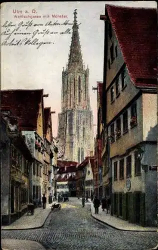 Ak Ulm an der Donau, Walfischgasse, Münster