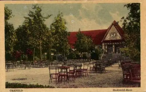 Ak Krefeld am Niederrhein, Crefeld, Stadtwald-Haus, Außengastronomie