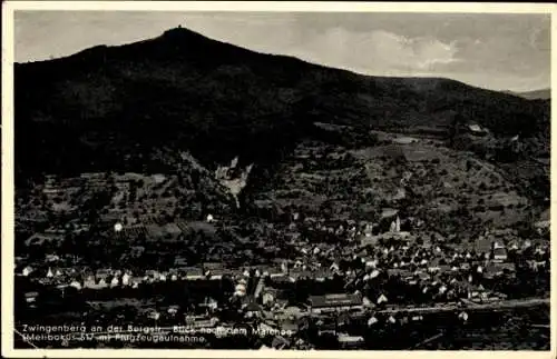 Ak Zwingenberg an der Bergstraße in Hessen, Blick nach Malchen, Fliegeraufnahme