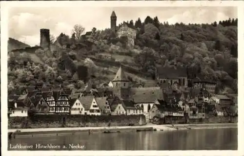 Ak Hirschhorn am Neckar Hessen, Panorama, Flussansicht, Türme