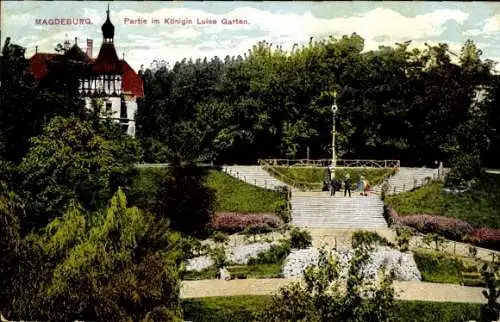 Ak Magdeburg an der Elbe, Feldpost, Königin Luise Garten