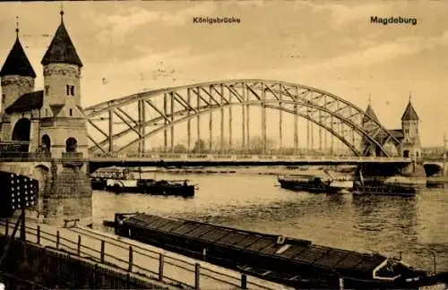 Ak Magdeburg an der Elbe, Königsbrücke, Dampfer