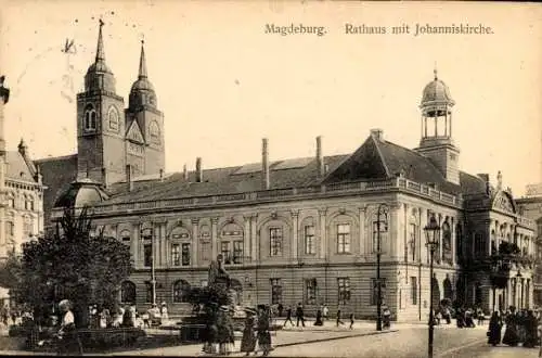 Ak Magdeburg an der Elbe, Rathaus, Johanniskirche