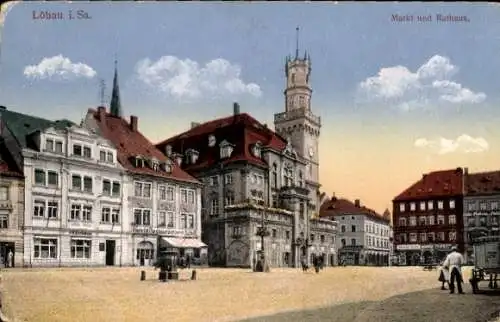 Ak Löbau in Sachsen, Markt, Rathaus