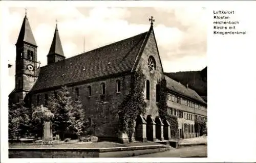 Ak Klosterreichenbach Baiersbronn im Schwarzwald, Kirche, Kriegerdenkmal