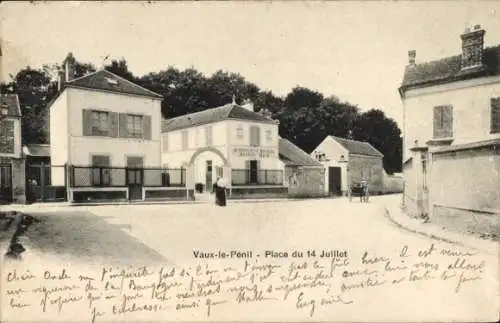 Ak Vaux le Pénil Seine et Marne, Place du 14 Julliet