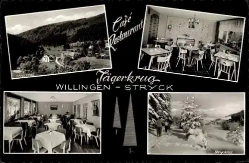 Ak Stryck Willingen Upland in Hessen, Cafe Restaurant Jägerkrug, Innenansicht, Winter, Panorama