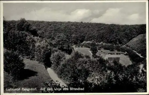 Ak Rengsdorf im Westerwald, Gesamtansicht, Weg zum Strandbad