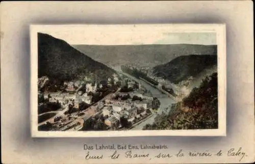 Passepartout Ak Bad Ems an der Lahn, Lahntal, Gesamtansicht