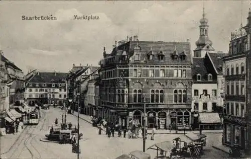 Ak Saarbrücken im Saarland, Marktplatz