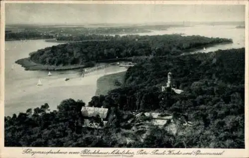 Ak Berlin Zehlendorf Wannsee Stolpe, Restaurant Blockhaus Nikolskoe, Luftbild