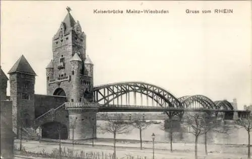 Ak Mainz am Rhein, Kaiserbrücke