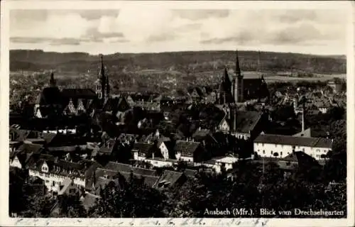 Ak Ansbach in Mittelfranken Bayern, Gesamtansicht, Drechselsgarten
