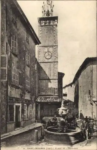 Ak Saint Maximin la Sainte Baume Var, Place de l’Horloge